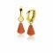 19mm ZINZI Gold Plated Sterling Silver Earrings Pendants Cone in Coral Red Agate ZICH2256R (excl. hoop earrings)