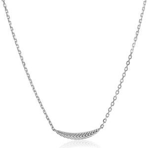 ZINZI silver link chain with large feather. The feather symbolises spreading your wings and freedom. 40-45cm ZIC2644