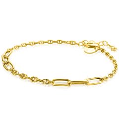 ZINZI Gold Plated Sterling Silver Marine Chain Bracelet with 6 Larger Oval Chains width 4,5mm 18-20cm ZIA2413G