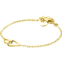 ZINZI gold plated silver bracelet with paperclip links, with two droplet shapes beautifully connected in the middle 17-20cm ZIA2634