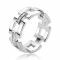 Mart Visser by ZINZI silver link ring, 8mm wide, with square links adorned with white zirconia, MVR27