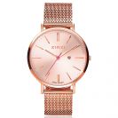 ZINZI Retro Watch Rose Colored Dial Case and Stainless Steel Mesh Strap 38mm  ZIW405M