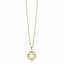 ZINZI gold plated silver necklace with luxury clover pendant (15mm) fully set with white zirconia 45-48cm ZIC2617Y