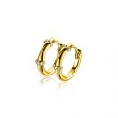 15mm ZINZI gold plated silver hoop earrings with bamboo pattern, set with white cubic zirconias and luxury clasp ZIO2687Y