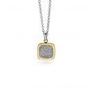 ZINZI Gold Plated Sterling Silver Pendant Square White Zirconia 18mm ZIH1070Y