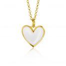 15mm ZINZI Gold Plated Sterling Silver Pendant Heart with White Enamel ZIH2314W (excl. necklace)