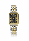 ZINZI Elegance Watch Black Dial and Rectangular Case Stainless Steel bicolor Chain Strap 28mm  ZIW1943