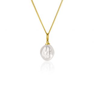 ZINZI 14K Gold Pendant White Pearl 10mm ZGH405 (excl. necklace)