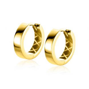 15mm ZINZI 14K Gold Hoop Earrings Square Tube 3,7mm width ZGO439