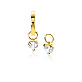 ZINZI 14K Gold Earrings Pendants Heart White Zirconia 5mm ZGCH422 (excl. hoop earrings)