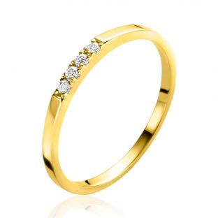 ZINZI 14K Gold Ring 4 White Zirconias 1,7mm width ZGR407