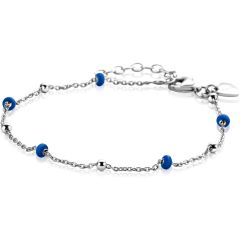 ZINZI Sterling Silver Fantasy Bracelet with 5 Blue Donuts and Shiny Beads 17-19,5cm ZIA2511