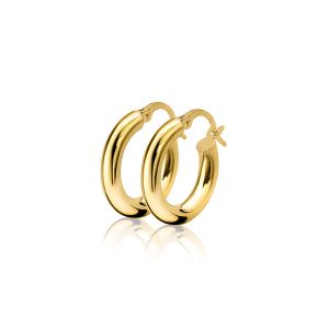 ZINZI 14K Gold Hoop Earrings Round Tube 15 x 3mm ZGO130