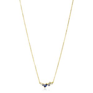 ZINZI 14K Gold Necklace Fine White Light Blue and Dark Blue Zirconias 45cm ZGC381