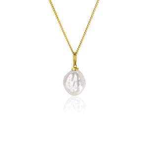 ZINZI 14K Gold Pendant White Pearl 10mm ZGH405 (excl. necklace)