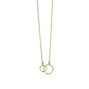 ZINZI 14K Gold Necklace with 2 Connected Open Circles 42cm ZGC115