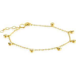 ZINZI 14K Gold Bracelet 7 Round Charms White Zirconias 15,5-18,5cm ZGA451