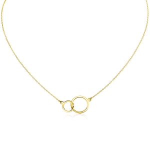 ZINZI 14K Gold Necklace with 2 Connected Open Circles 42cm ZGC113