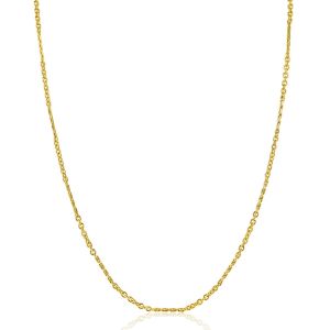 ZINZI Gold 14 carat solid gold necklace with crafted twisted bars and fine jasseron links, 2mm wide, 41-43cm ZGC500
