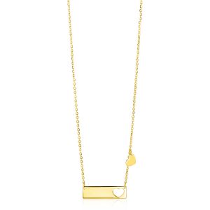 ZINZI 14K Gold Necklace Flat Bar 20mm and Heart Charm 45cm ZGC351
