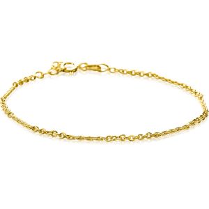 ZINZI Gold 14 karat gold solid bracelet with engraved twisted bars and fine curb links, 2mm wide, 17-19cm, ZGA500
