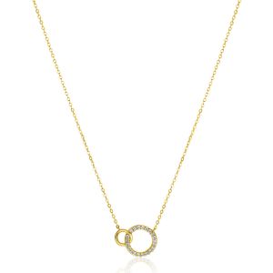 ZINZI 14K Gold Necklace 2 Connected Open Circles White Zirconias 40-43cm ZGC460