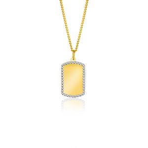 14mm ZINZI 14K Gold Engravable Flat Bar with White Gold Pearls ZGH365-14 (excl. necklace)