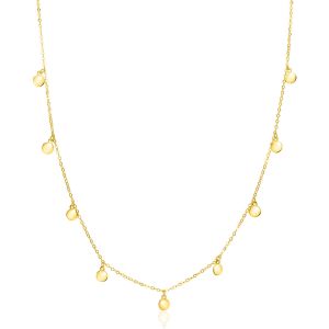 ZINZI Gold 14 karat gold necklace with 9 dangling circles 40-45cm ZGC488
