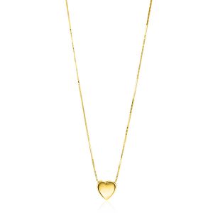 ZINZI Gold 14 karat gold Venetian chain 45cm with graceful smooth heart pendant of 7mm ZGC486