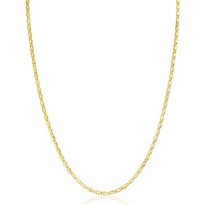 ZINZI Gold 14 karat solid gold chain necklace with shiny fantasy plates, 1.7mm wide, 41-43cm long ZGC497
