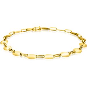 ZINZI Gold 14 karat gold solid link bracelet with smooth oval plates 6mm wide 19cm ZGA496
