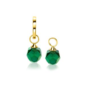 ZINZI 14K Gold Earrings Pendants Green Beads 8mm ZGCH144G (excl. hoop earrings)