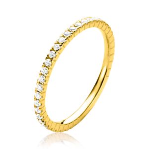 ZINZI 14K Gold Ring White Zirconias Rail Setting 1,7mm width ZGR373