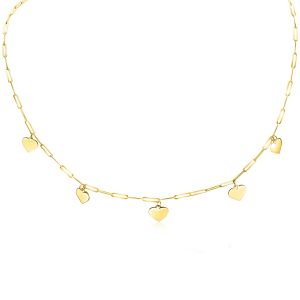 ZINZI 14K Gold Necklace Heart Charms and Trendy Paperclip Chains 1,8 mm width ZGC342