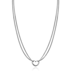 ZINZI Sterling Silver Multi-look Necklace Curb Chain and Open Heart 40-43cm ZIC2516