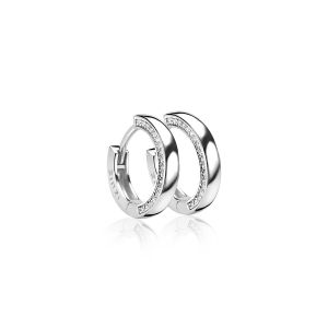 15mm ZINZI Sterling Silver Hoop Earrings 15x3mm White Zirconias from the side ZIO1513