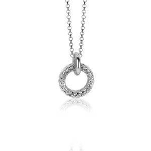 19mm ZINZI Sterling Silver Pendant Round with Rope Effect ZIH2246 (excl. necklace)