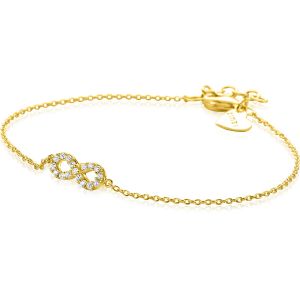 ZINZI gold plated silver bracelet with Infinity sign fully set with white zirconia 17-19cm ZIA2597Y