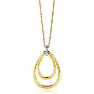 ZINZI Gold Plated Sterling Silver Necklace with Luxurious Oval Pendant (45mm) 70cm ZIC2489Y