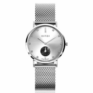 ZINZI Glam Watch 34mm Silver Colored Dial with White Crystals Silver Colored Stainless Steel Case and Mesh Strap  ZIW539M