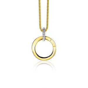 17mm ZINZI gold plated silver round pendant with clasp ZIH2060Y (without necklace)