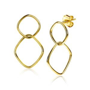 45mm ZINZI Gold Plated Sterling Silver Earrings 2 Connected Open Squares ZIO2096G