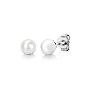 6mm ZINZI Sterling Silver Stud Earrings with White Pearl ZIO1317