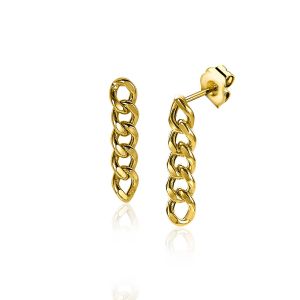 20mm ZINZI Gold Plated Sterling Silver Drop Earrings Curb Chains ZIO2185G