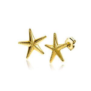 13mm ZINZI gold plated silver stud earrings large starfish ZIO2641