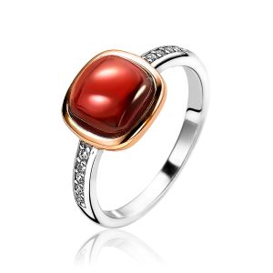 ZINZI Rose Gold Plated Sterling Silver Ring Square Red White ZIR1717