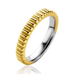ZINZI Gold Plated Sterling Silver Ring Ribbed Design ZIR2245