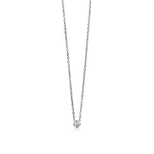 ZINZI Sterling Silver Necklace Round Setting with White Zirconia 40-43cm ZIC1393