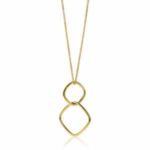 ZINZI Gold Plated Sterling Silver Necklace Square Pendants 60cm ZIC2096G