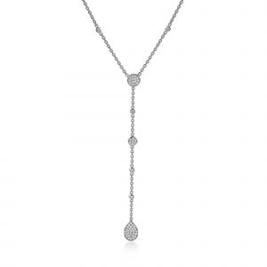 ZINZI Sterling Silver Y-Necklace Drop Pendant and White Zirconias 42-45cm ZIC1956